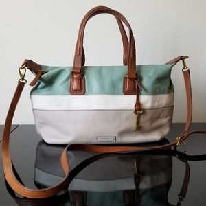 Fossil Julia Satchel, Multicolor-Grey, White, Teal